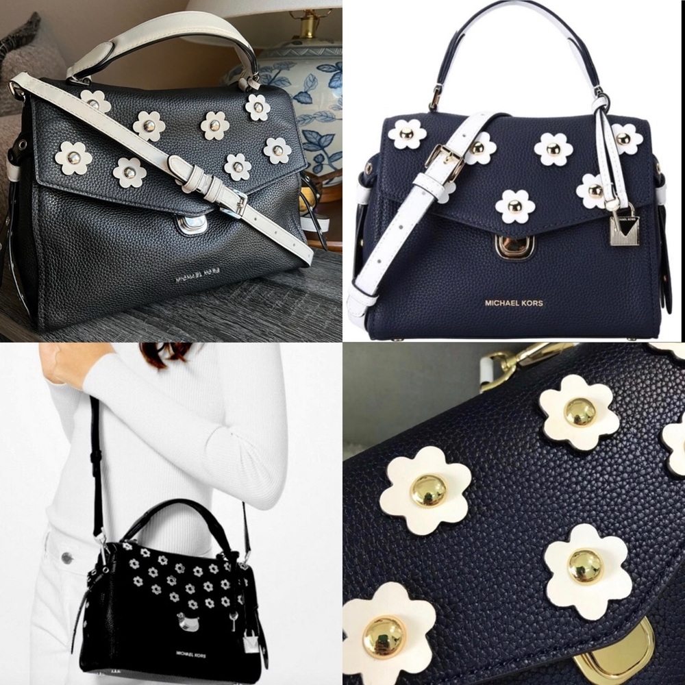 NWOT! Michael Kors BRISTOL $520 Floral Appliqué Top Handle Crossbody